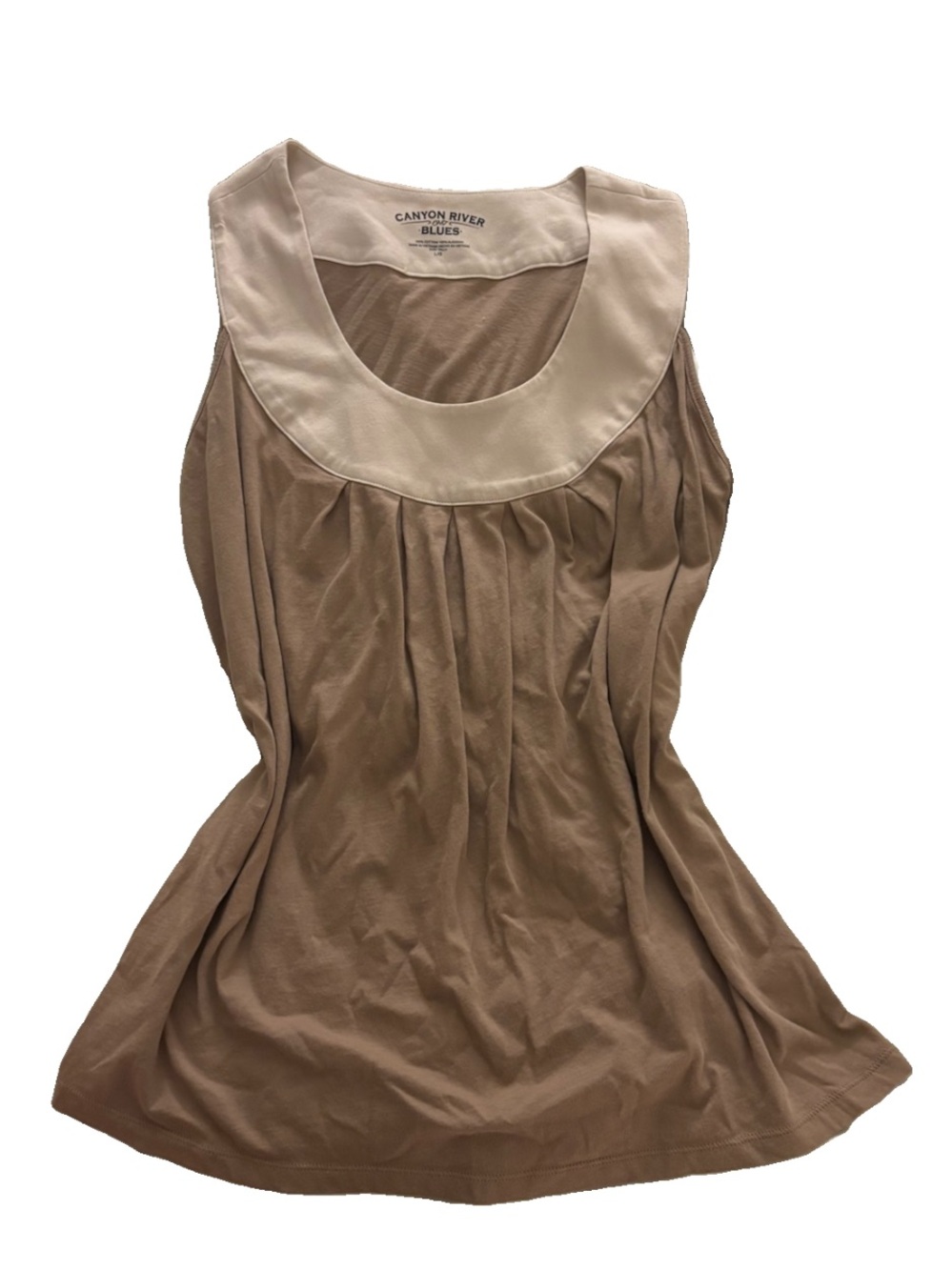 Canyon River Blues Taupe Tank with Cream Collar